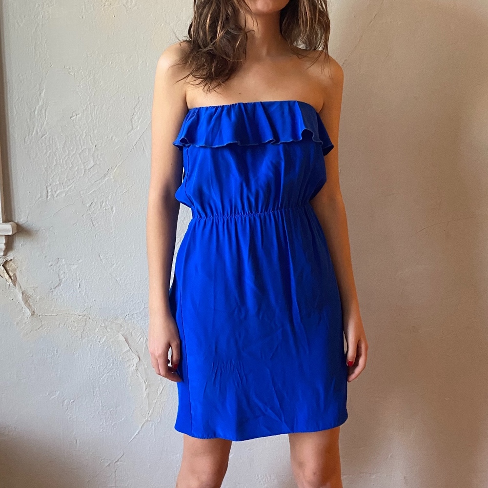 Amanda Uprichard Electric Blue Strapless Dress